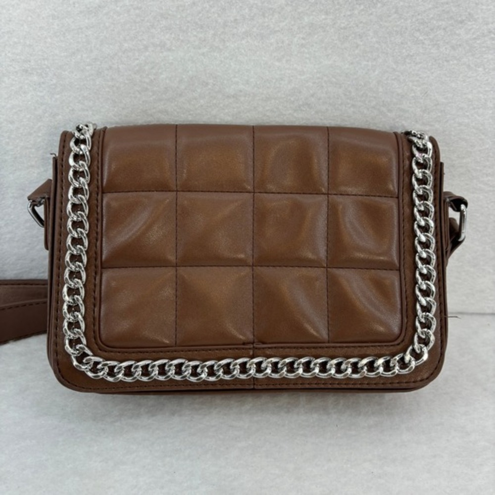 Quilted Brown Crossbody Bag Chain Accent Shoulder‎ Bag Purse Casual Fall Fashion